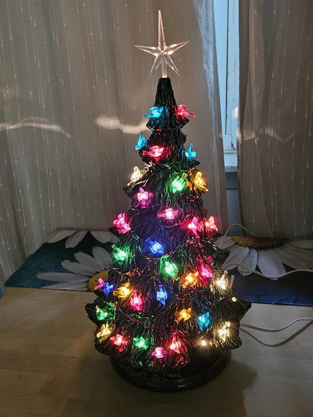 Multicolor Ceramic Tabletop Christmas Tree 20 inch with Star Topper